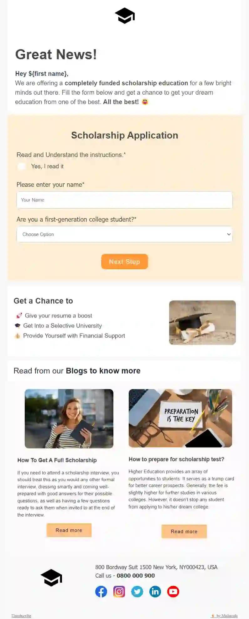 Free Scholarship Application Email Template