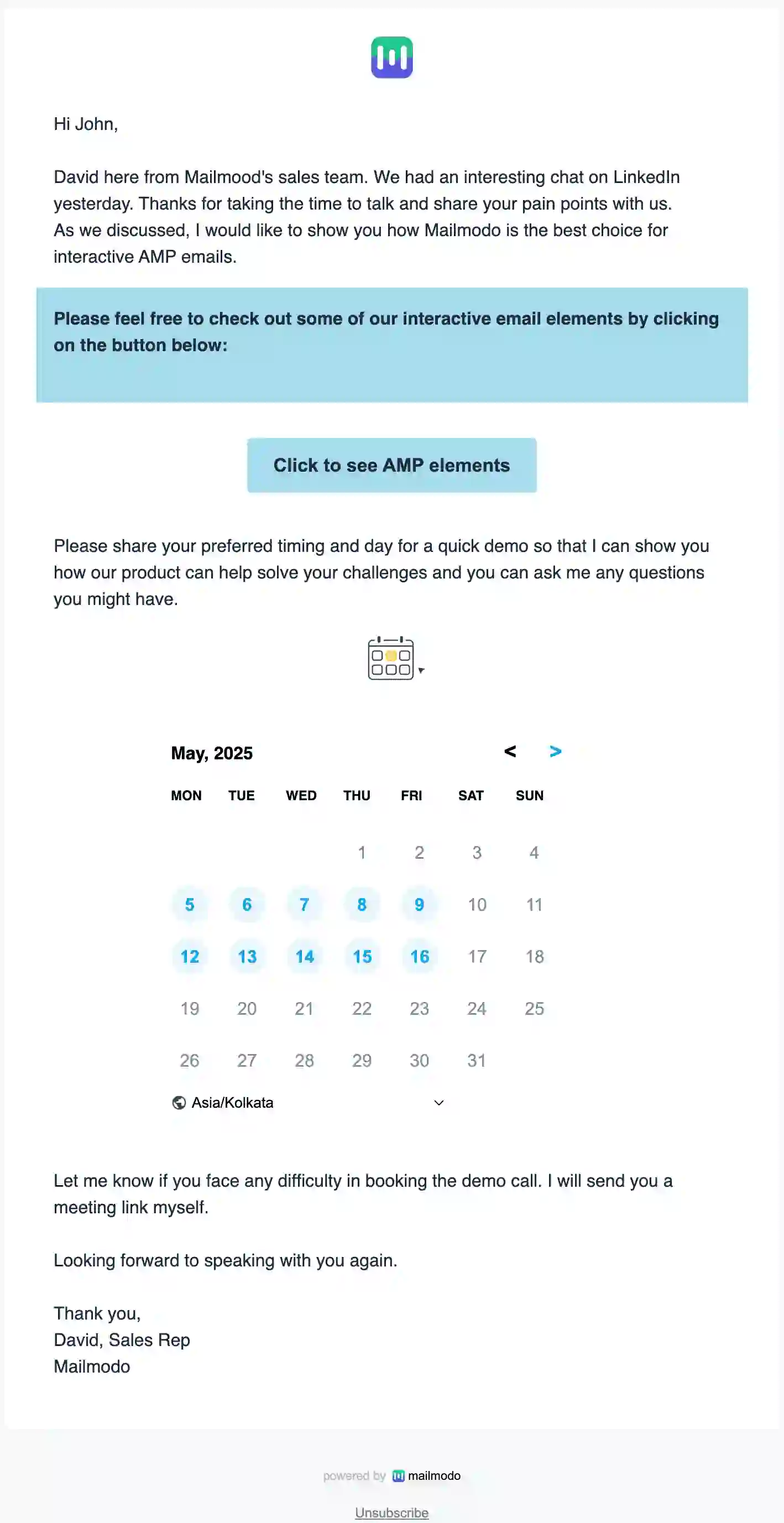 Free Demo Booking Email Template