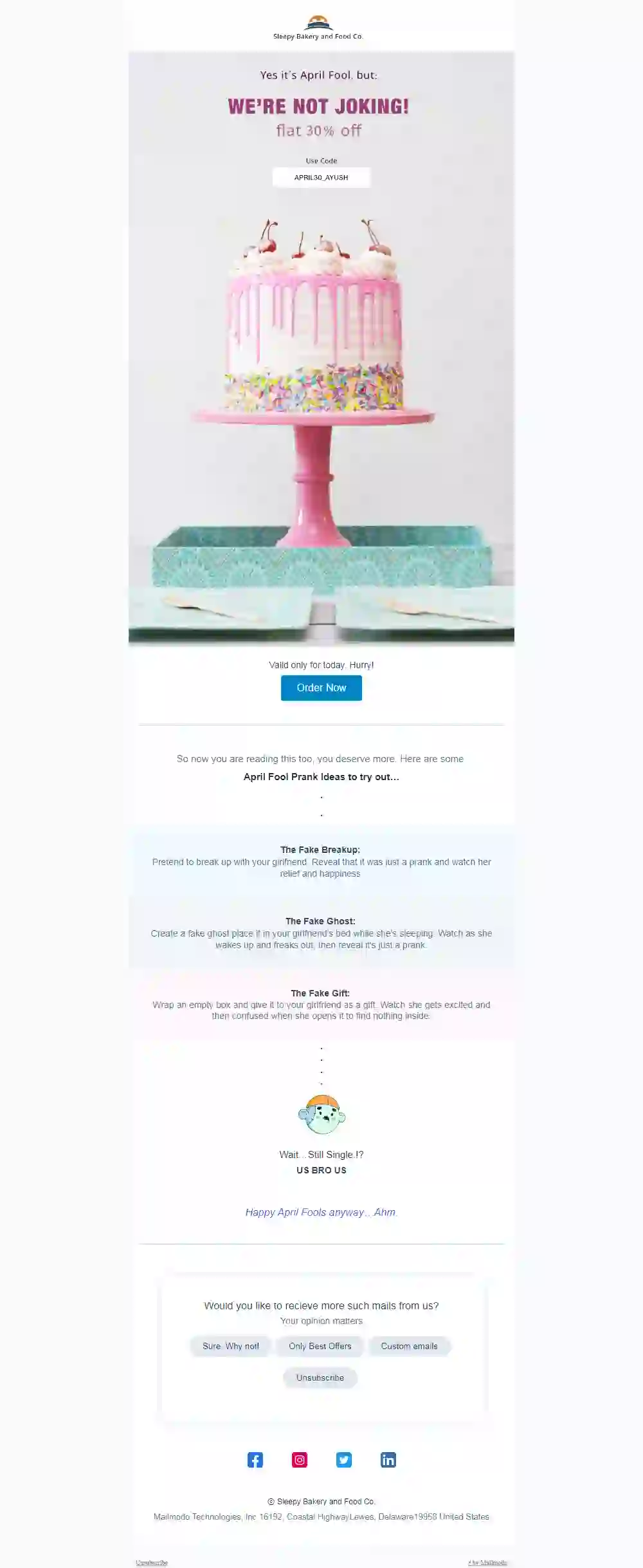 Free April Fool's Day Email Template