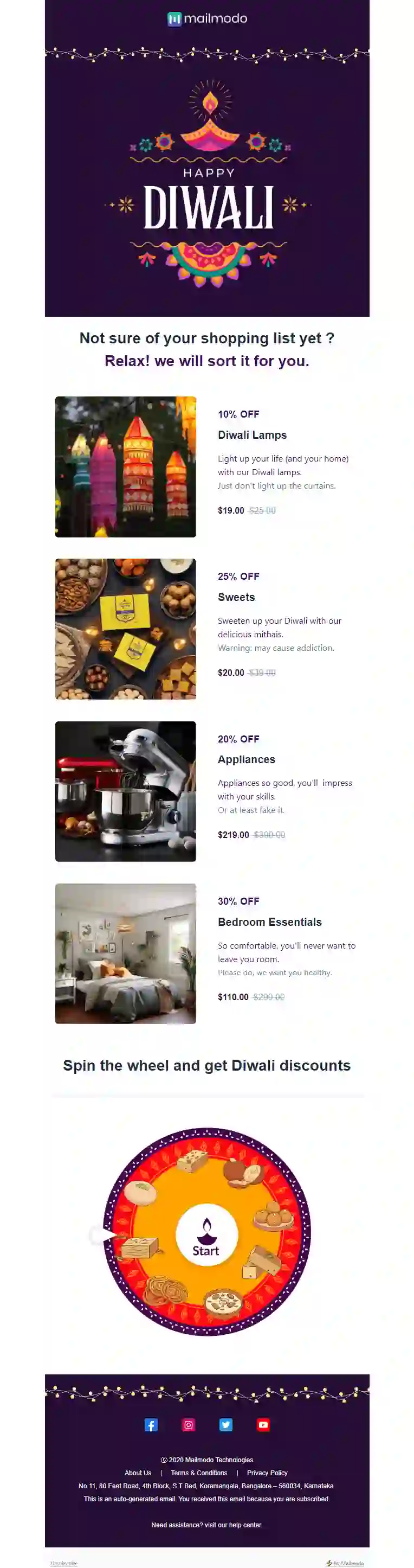 Free Diwali Sale Email Template