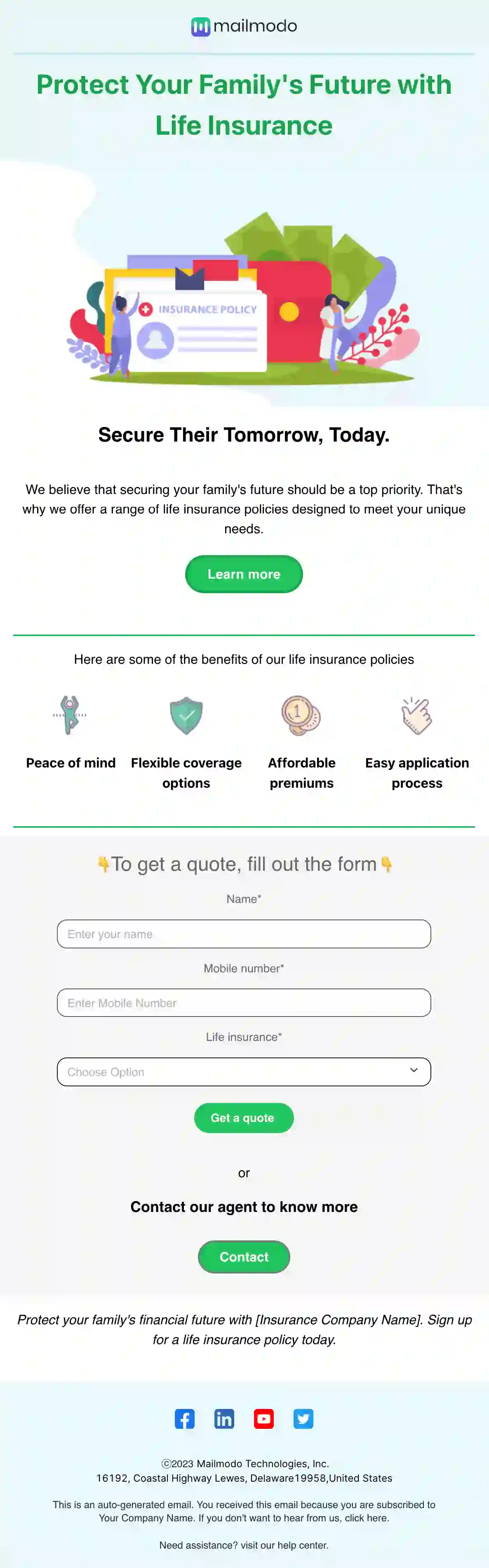 Free Life Insurance Email Template