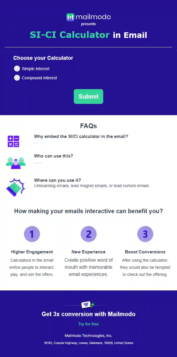 Free Simple and Compound Interest Calculator in Email