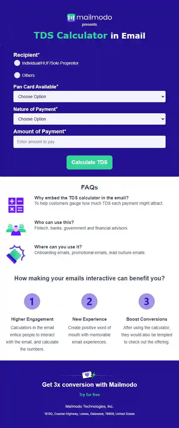 Free TDS Calculator in Email