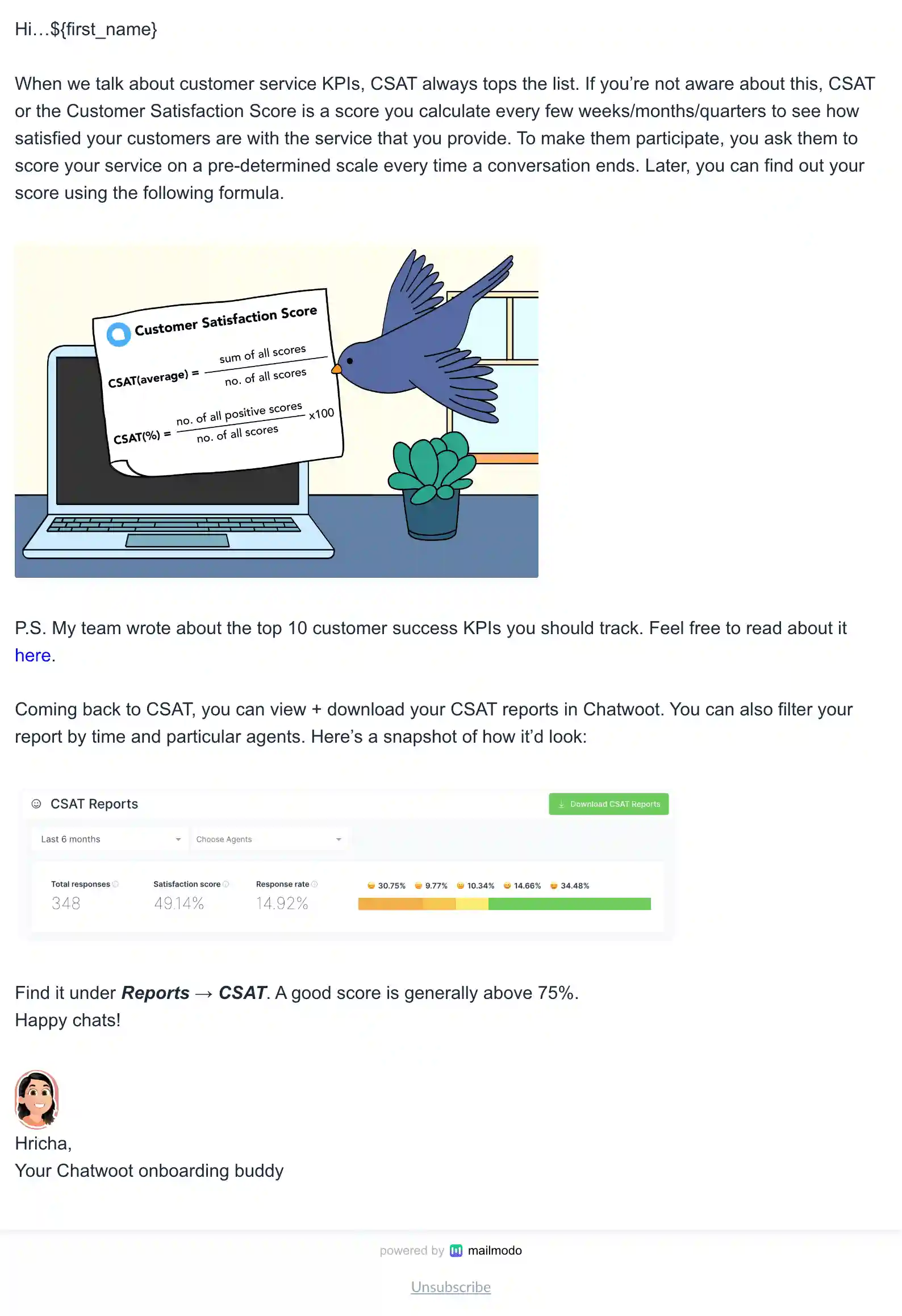 Free CSAT Report Email Template